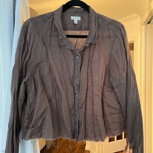 Brown Linen Button Down Long-Sleeve for Summer